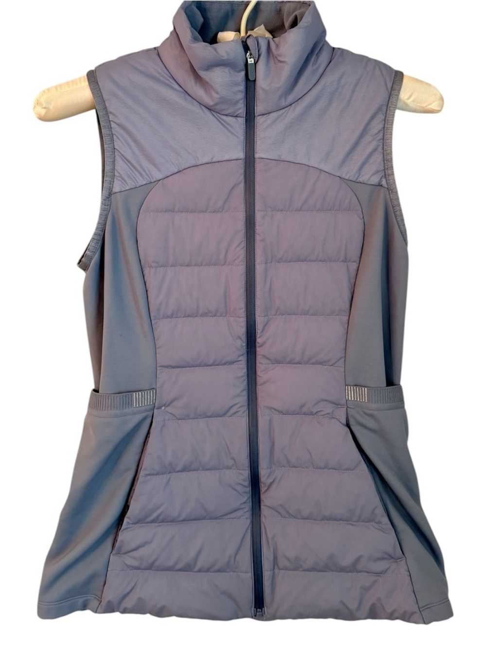 Lululemon Goose Down Zip Front Athletic Vest Slate Blue Approx XS/S with Pockets